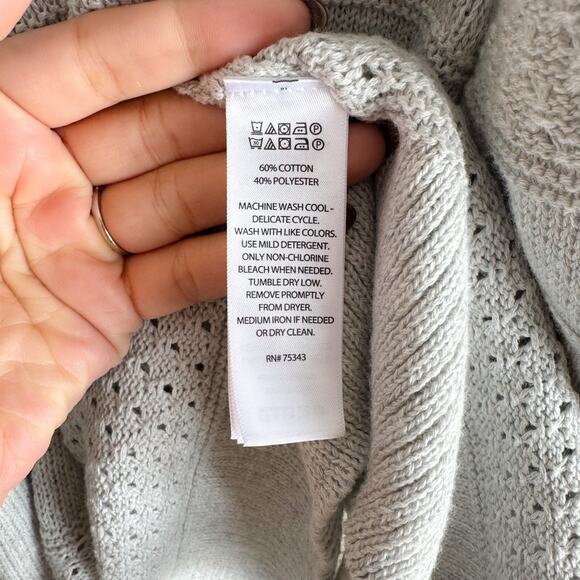 Joie Light Grey Long Sleeve Pocket Open Front Cotton Cardigan Sweater Small - Picture 5 of 7